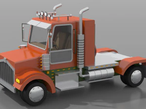 cartoon semi truck 3D Model