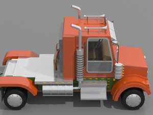 cartoon semi truck 3D Модель