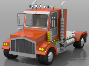 cartoon semi truck 3D Model
