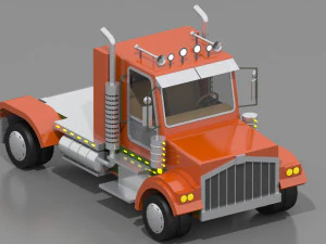 cartoon semi truck 3D Model