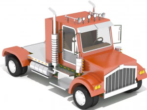 cartoon semi truck 3D Model