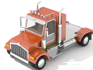 cartoon semi truck 3D Model