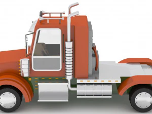 cartoon semi truck 3D Model