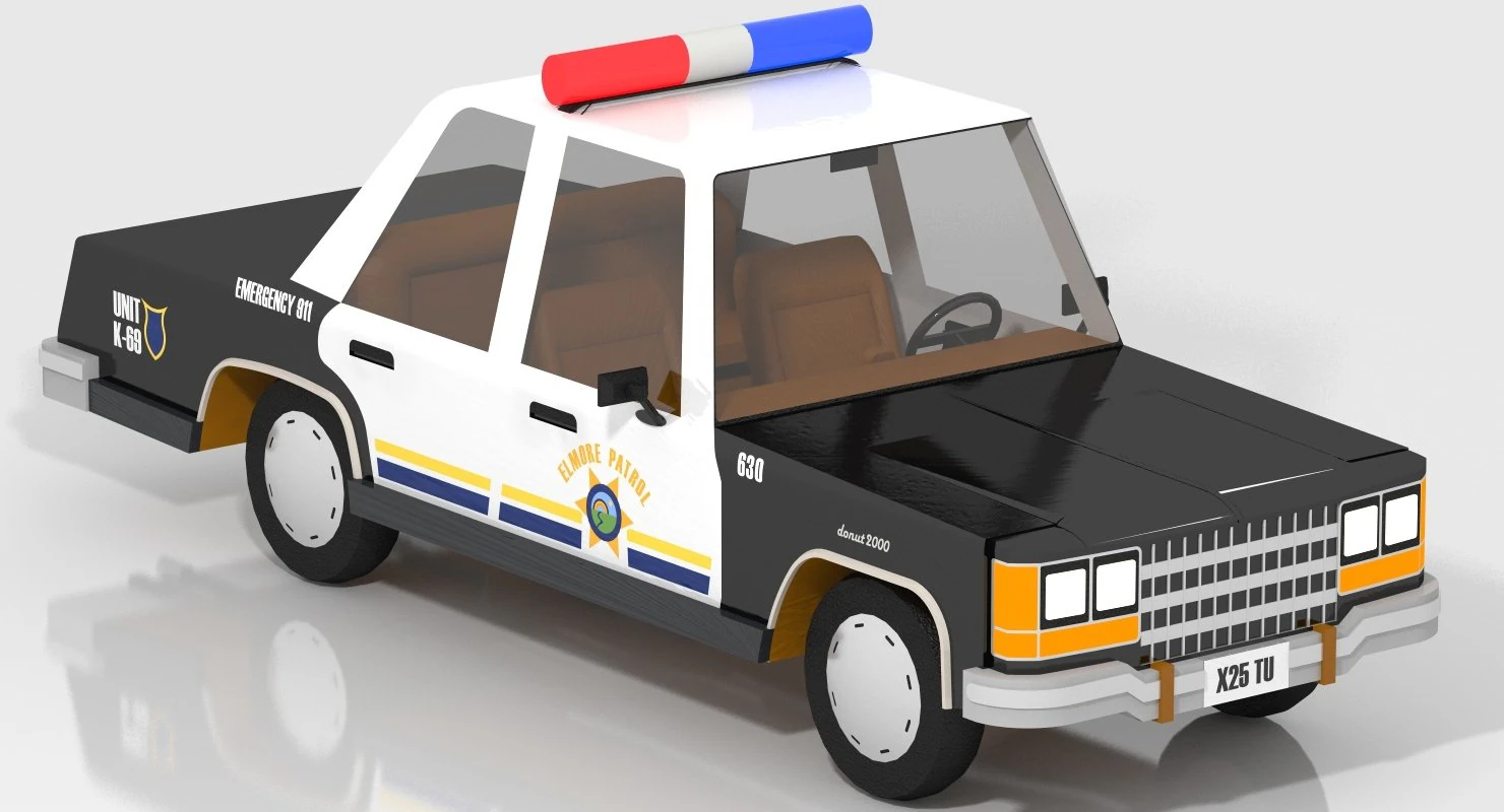 cartoon police car 3D Model .c4d .max .obj .3ds .fbx .stl .blend