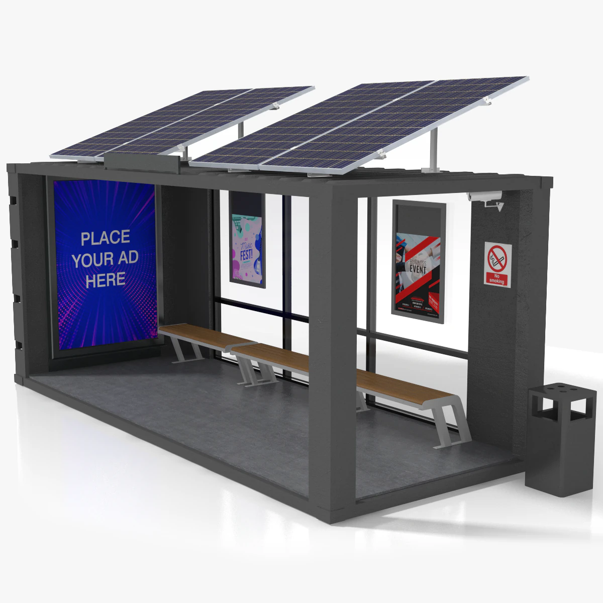 20 feet container bus stop 3D Model .c4d .max .obj .3ds .fbx .stl .blend