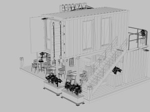 container coffee shop 3D Model