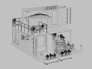 container coffee shop 3D Model