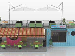 container ice cream shop Model 3D
