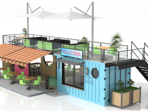 container ice cream shop Model 3D