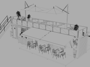 container ice cream shop Model 3D