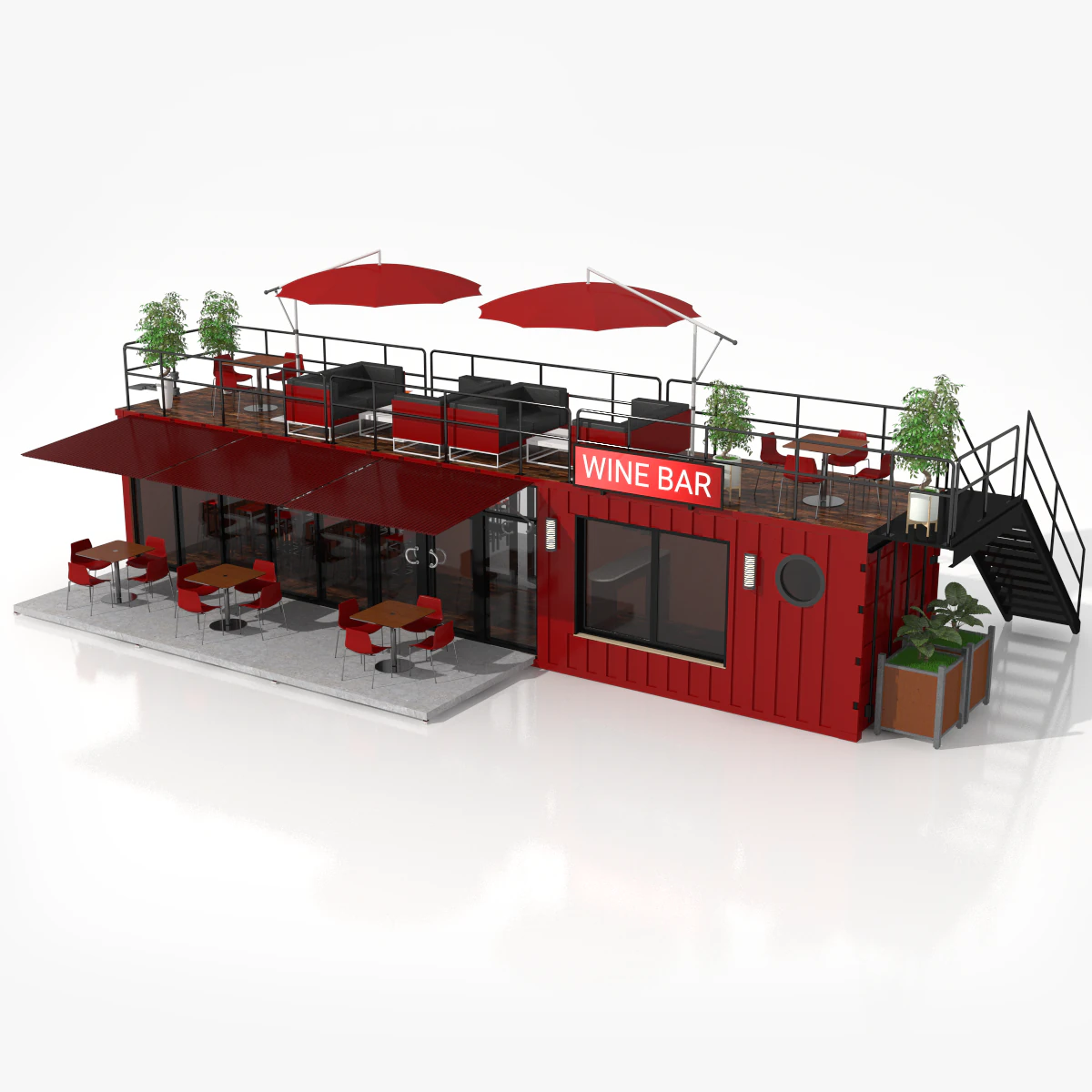 bar de vinos contenedor Modelo 3D .c4d .max .obj .3ds .fbx .stl .blend 