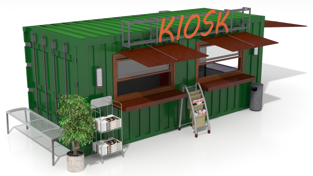container retail kiosk 3D-Modell .c4d .max .obj .3ds .fbx .stl .blend 