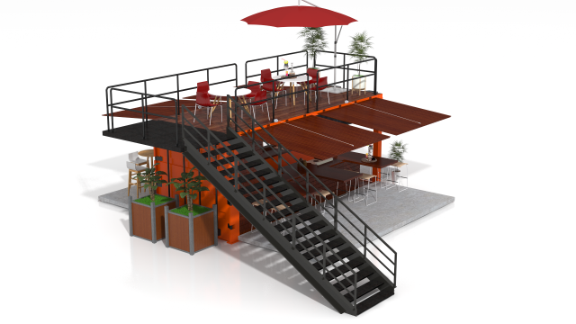 container coffee stand 3D Модель .c4d .max .obj .3ds .fbx .stl .blend 