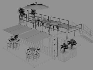 container coffee stand 3D Model