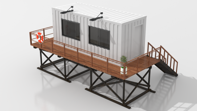 container beach lifeguard stand 3D 모델 .c4d .max .obj .3ds .fbx .stl .blend 