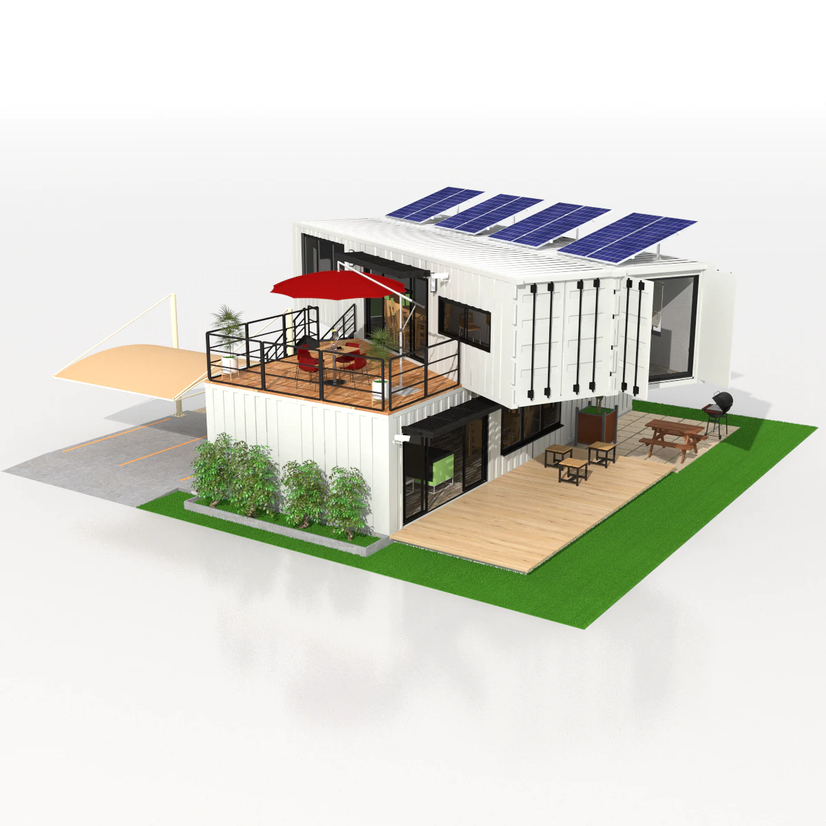 x4 40ft container 2 houses 3D Model .c4d .max .obj .3ds .fbx .stl .blend