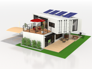x4 40ft container 2 houses 3D Model