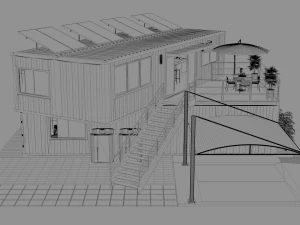 x4 40ft container 2 houses 3D Model