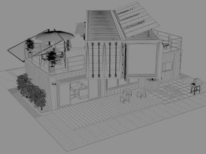 x4 40ft container 2 houses 3D Model