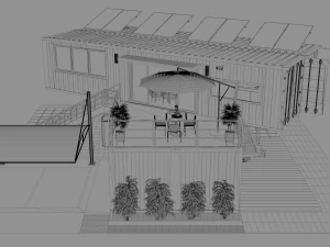 x4 40ft container 2 houses 3D Model