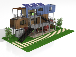 3 shipping container houses 3D Model