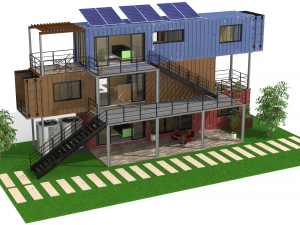 3 shipping container houses 3D 모델
