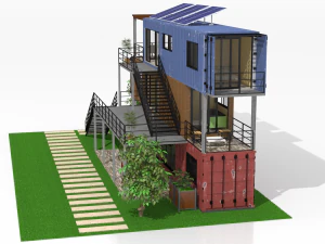 3 shipping container houses 3D Model