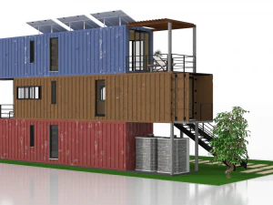 3 shipping container houses 3D Model
