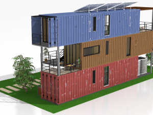 3 shipping container houses 3D 모델