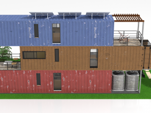 3 shipping container houses 3D 모델
