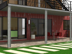 3 shipping container houses 3D Model