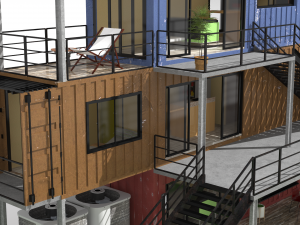 3 shipping container houses 3D 모델