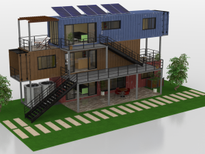 3 shipping container houses 3D 모델