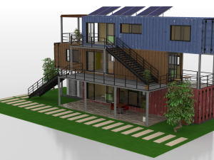 3 shipping container houses 3D 모델