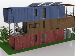3 shipping container houses 3D 모델