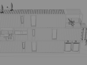 3 shipping container houses 3D 모델