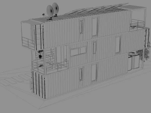 3 shipping container houses 3D Model