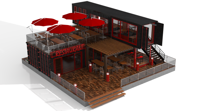 container restaurant Model 3D .c4d .max .obj .3ds .fbx .stl .blend 