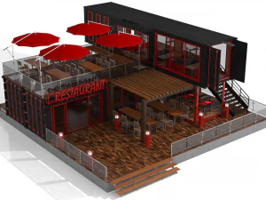 restauracja kontenerowa Model 3D
