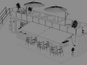 container coffee shop 3D Model
