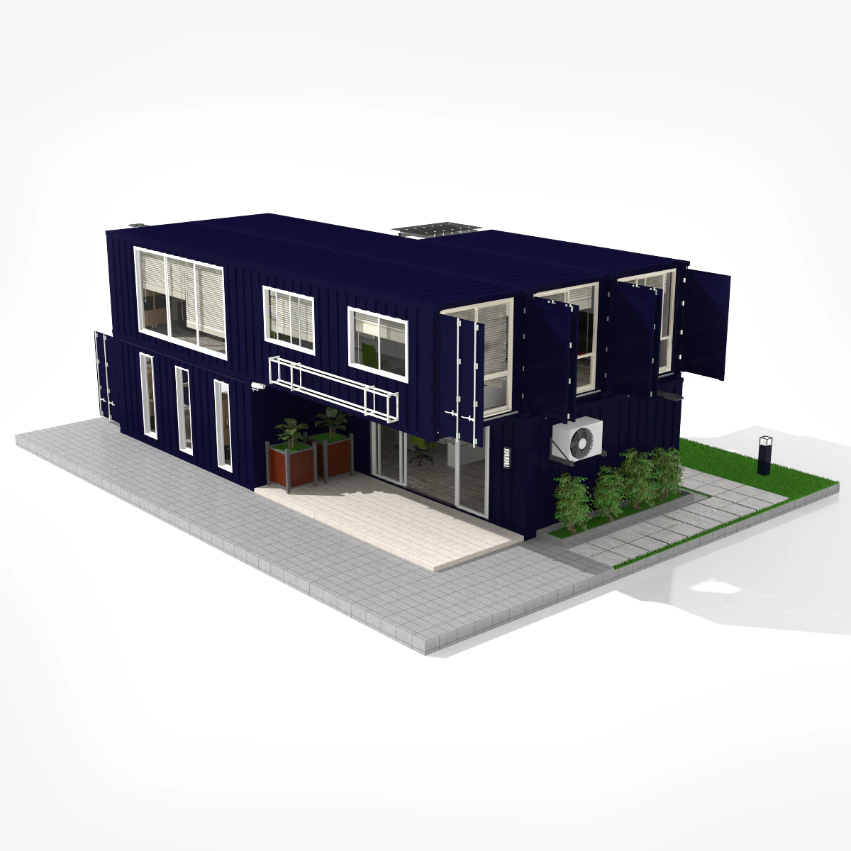 container office building 3D Model .c4d .max .obj .3ds .fbx .stl .blend 