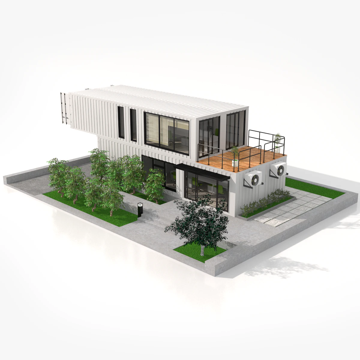container office building 3D Model .c4d .max .obj .3ds .fbx .stl .blend 