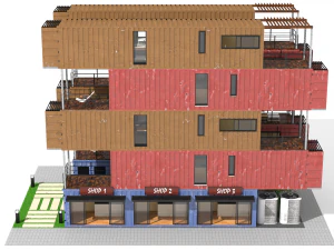 container residential apartment building 3D Model