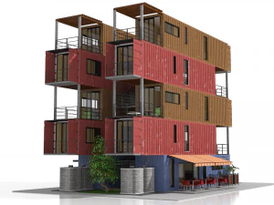container residential apartment building 3D Model