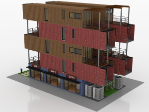 container residential apartment building 3D Модель