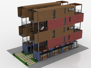 container residential apartment building 3D Модель