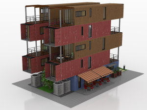 container residential apartment building 3D Модель