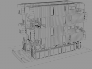 container residential apartment building 3D Модель