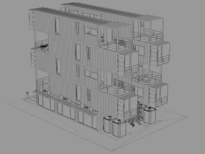 container residential apartment building 3D Model