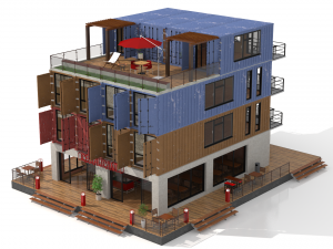 container residential apartment building Modello 3D